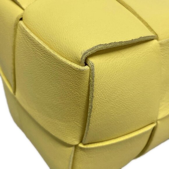 Auth BOTTEGA VENETA Cassette Mini Bucket Bag - Yellow Leather Shoulder Bag - Picture 5 of 15